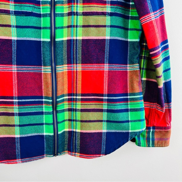 Chaps Denim Plaid Flannel Colorful Zip Up shirt Women Size S - Picture 6 of 14